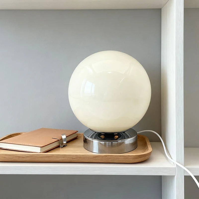 Luminária de Mesa Esfera Minimalista – Recarregável com Dimmer para Cabeceira