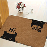 Capacho Gato "Hi & Bye" – Tapete de Porta Divertido com Rosto de Gato Preto