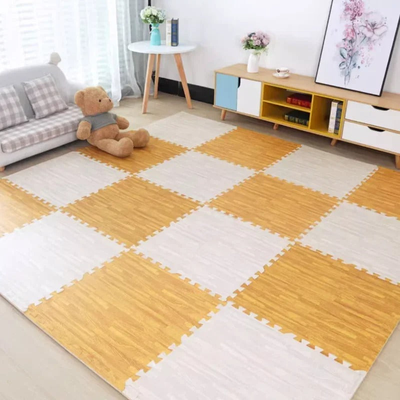 Tapete Puzzle de EVA com Efeito Madeira – Kit 8 ou 16 Peças 30x30cm