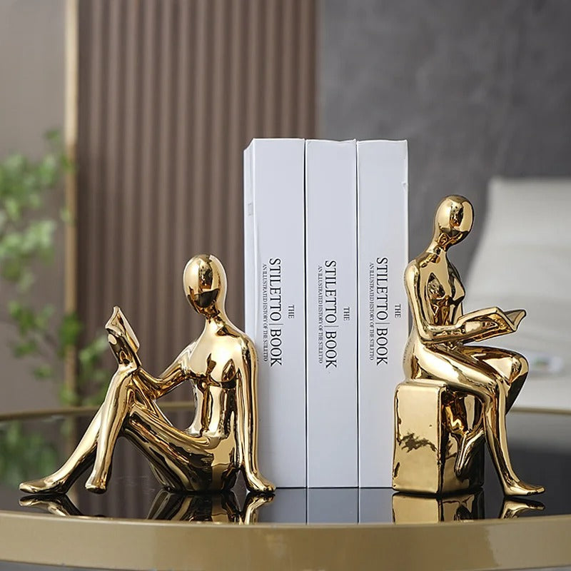 Kit 2 Esculturas Figura Leitora – Enfeite Decorativo Moderno