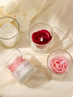 Vela Aromática de Rosa em Copo de Vidro com Tampa de Madeira – Fragrância Floral