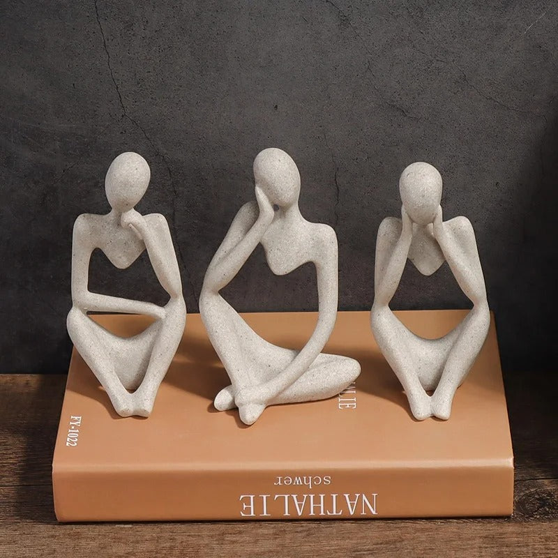 Kit Estatuetas Minimalistas de Contemplação Humana – Escultura Decorativa Premium