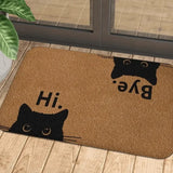 Capacho Gato "Hi & Bye" – Tapete de Porta Divertido com Rosto de Gato Preto