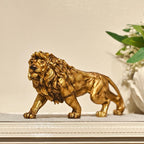 Estátua de Leão Dourado em Resina – Escultura Decorativa Premium para Mesa e Aparador