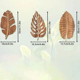 Kit 3 Folhas Decorativas de Parede em Madeira – Escultura Boho Natural