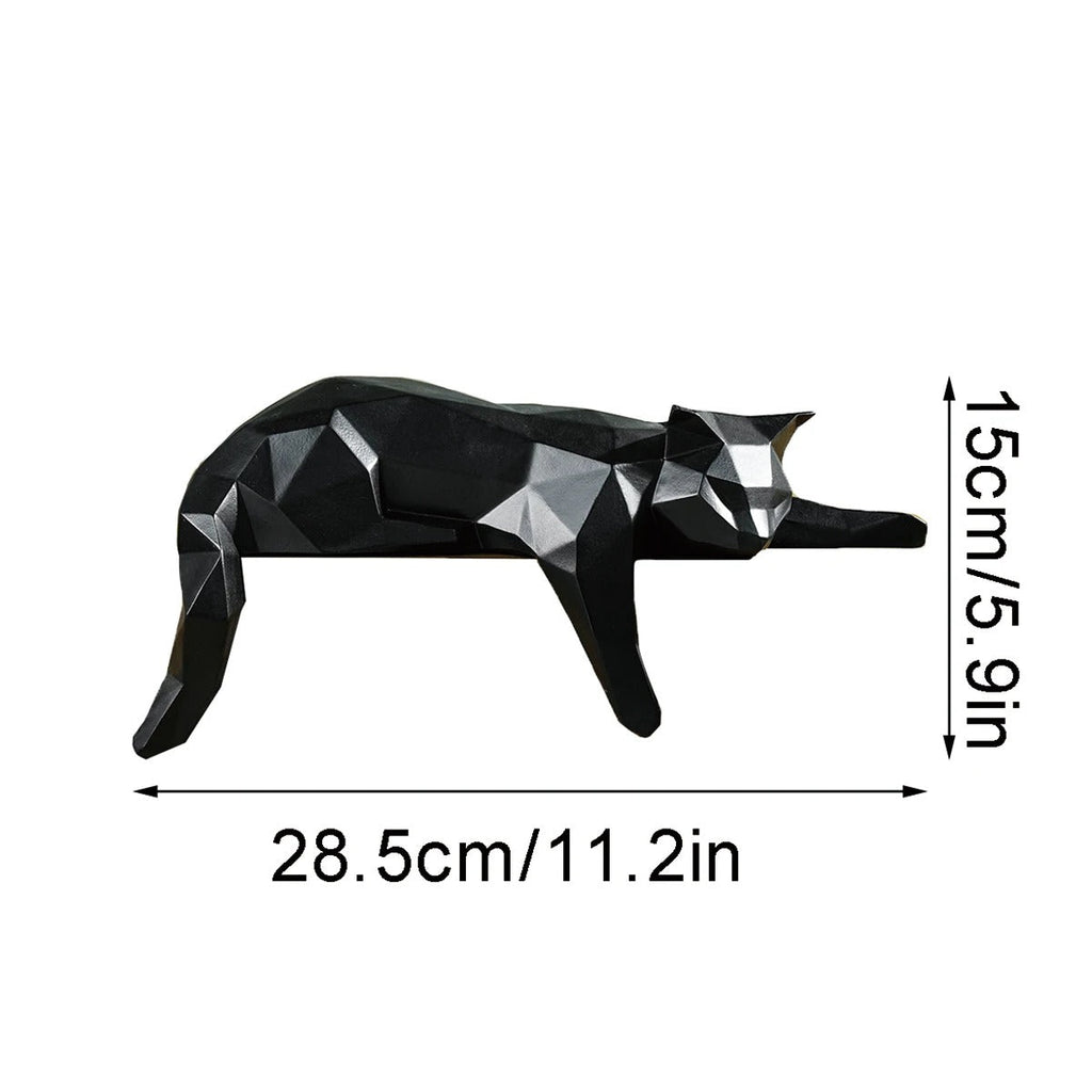 Estatueta Geométrica de Gato Deitado – Escultura Decorativa Moderna