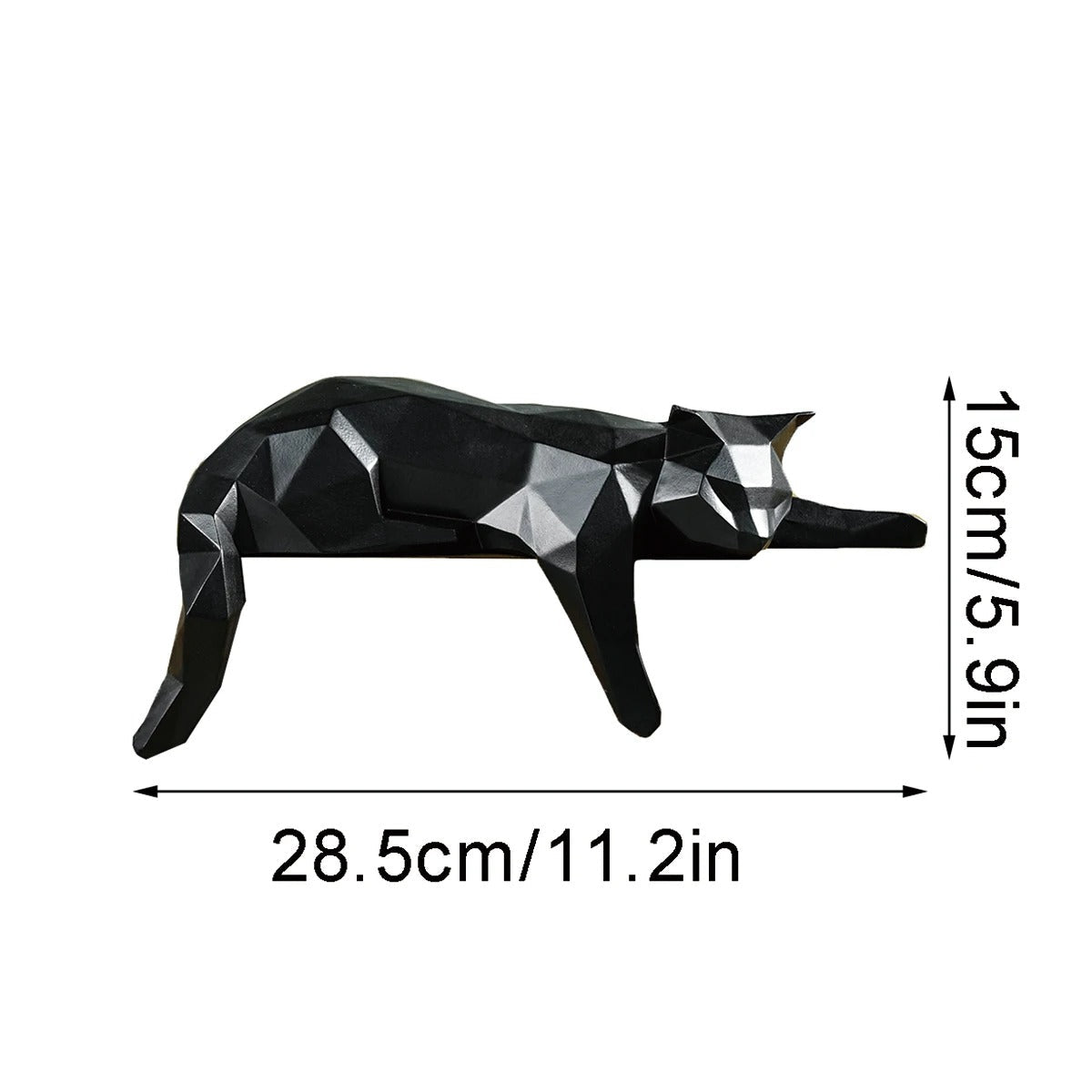 Estatueta Geométrica de Gato Deitado – Escultura Decorativa Moderna