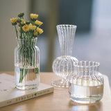 Vaso de Vidro Transparente Listrado – Decoração Floral e Hidropônica