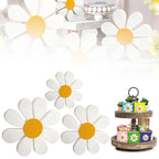 Kit 3 Margaridas Decorativas em Madeira – Ornamento Floral Vintage para Mesa e Parede