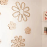 Kit 8 Margaridas Decorativas de Madeira para Parede