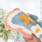 Tapete de Banheiro Antiderrapante com Flores em Relevo – Lã Macia de Secagem Rápida