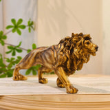 Estátua de Leão Dourado em Resina – Escultura Decorativa Premium para Mesa e Aparador