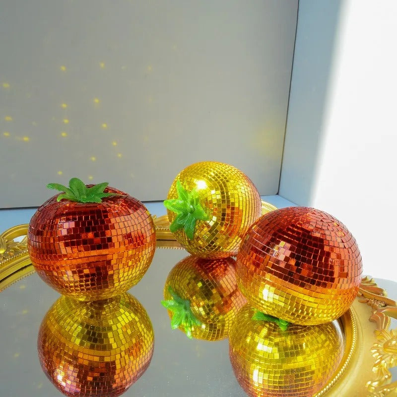 Ornamento Decorativo Vegetal Disco Ball – Tomate, Pimenta, Pera e Cenoura Espelhados