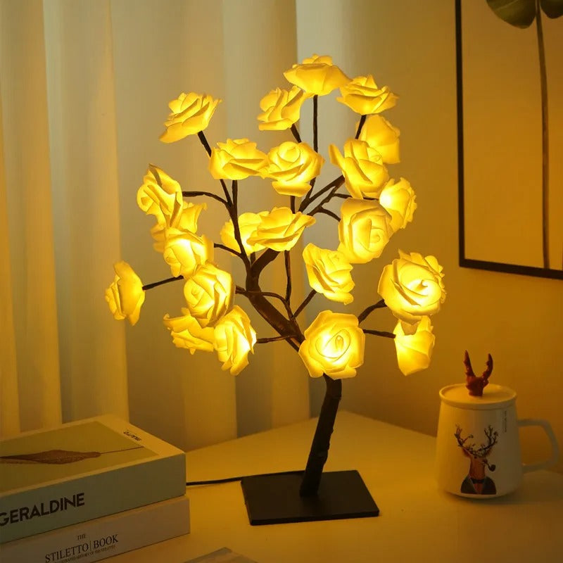 Luminária Árvore de Rosas LED – 36 Flores com Luz USB 45cm