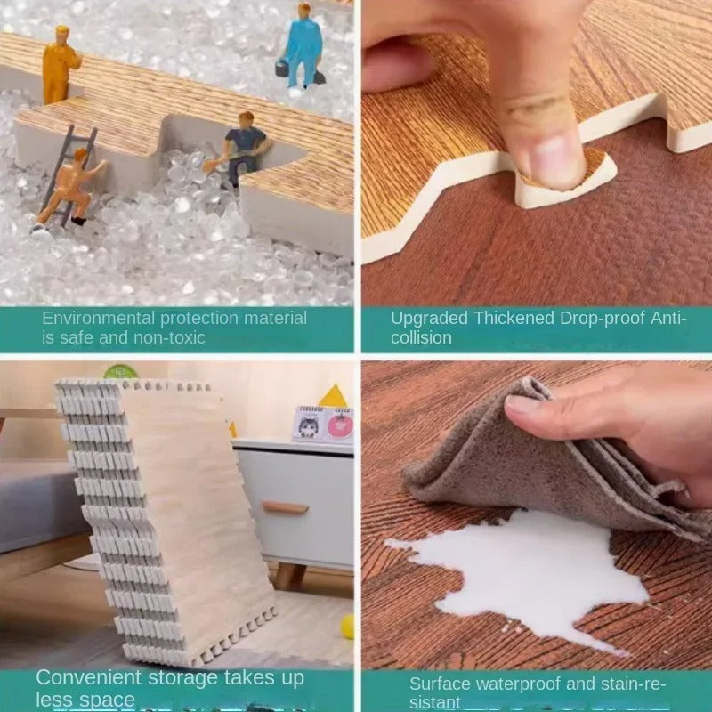 Tapete Puzzle de EVA com Efeito Madeira – Kit 8 ou 16 Peças 30x30cm