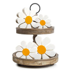 Kit 3 Margaridas Decorativas em Madeira – Ornamento Floral Vintage para Mesa e Parede