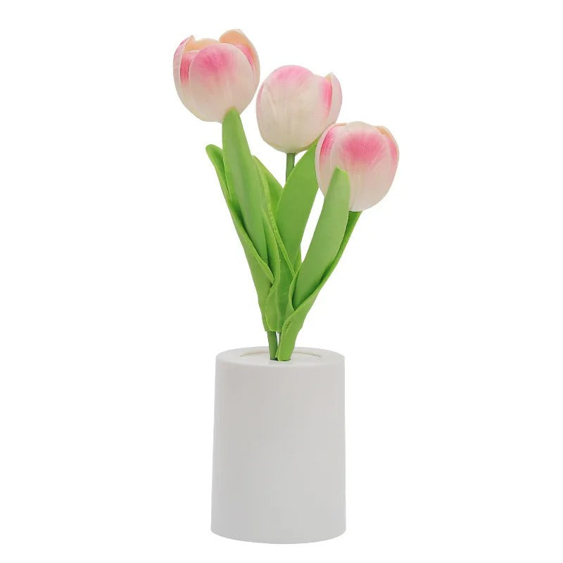 Luminária de Mesa Tulipa LED Recarregável – 3 Cores com Toque Sensitivo