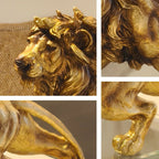 Estátua de Leão Dourado em Resina – Escultura Decorativa Premium para Mesa e Aparador