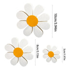 Kit 3 Margaridas Decorativas em Madeira – Ornamento Floral Vintage para Mesa e Parede