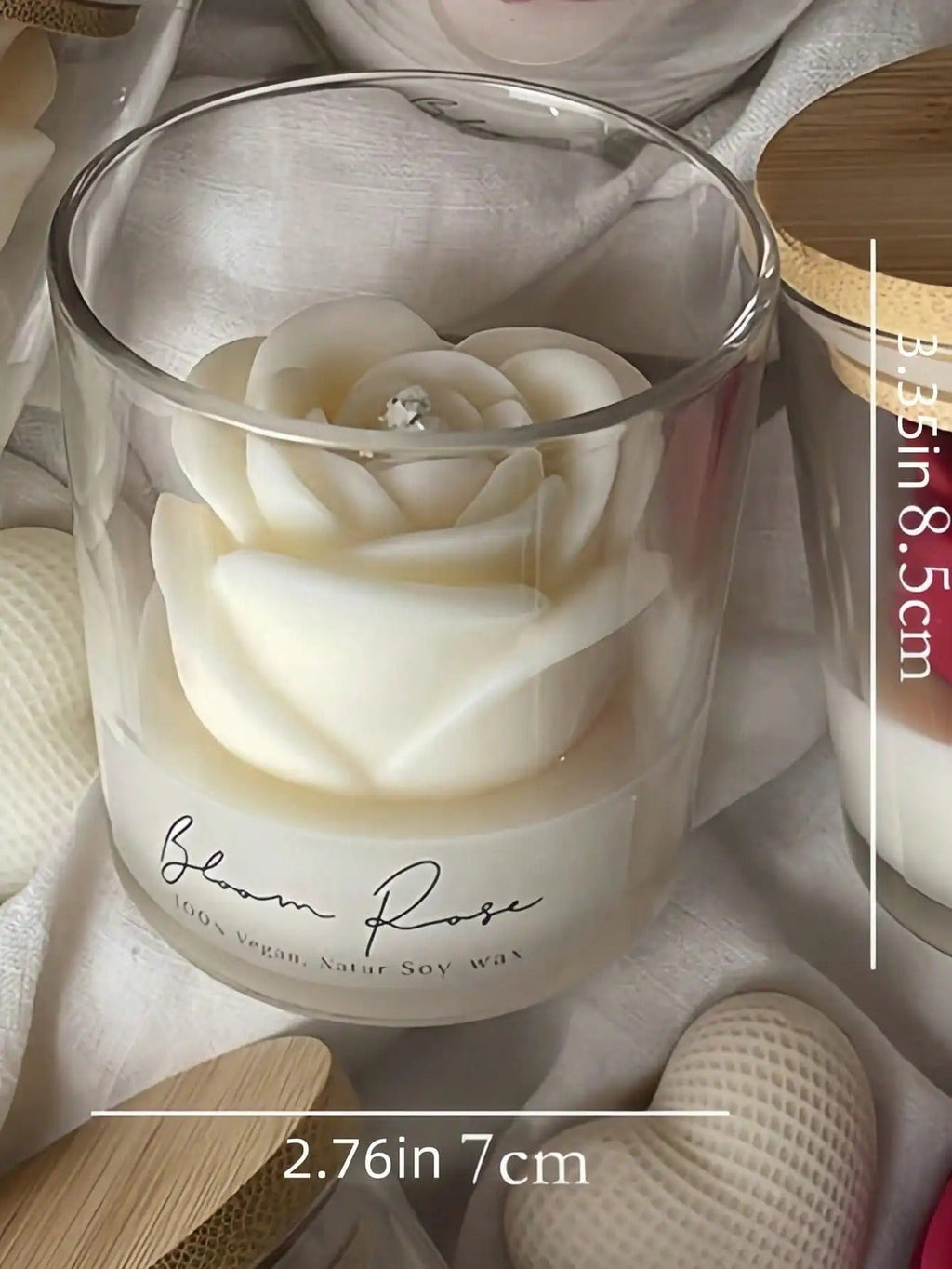 Vela Aromática de Rosa em Copo de Vidro com Tampa de Madeira – Fragrância Floral