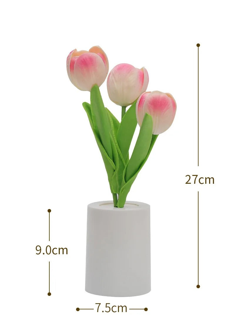 Luminária de Mesa Tulipa LED Recarregável – 3 Cores com Toque Sensitivo