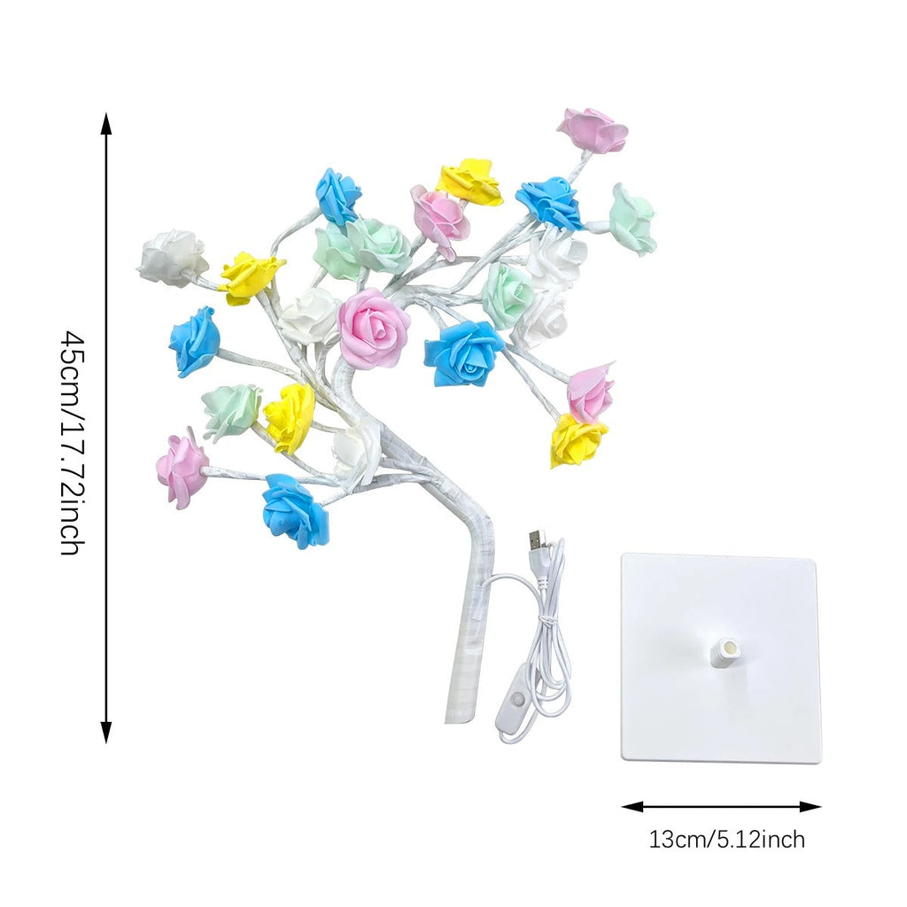 Luminária Árvore de Rosas LED – 36 Flores com Luz USB 45cm