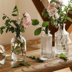 Vaso de Vidro Transparente Listrado – Decoração Floral e Hidropônica