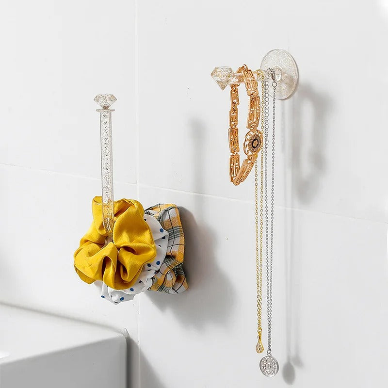 Gancho Decorativo de Parede Sem Furação – Estilo Cristal Multifuncional
