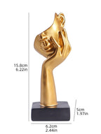 Escultura Rosto Dourado em Resina – Estatueta Decorativa de Arte Moderna