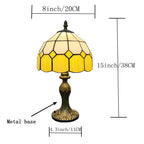 Luminária de Mesa Estilo Tiffany em Vidro Colorido – Base Clássica em Metal Envelhecido 8