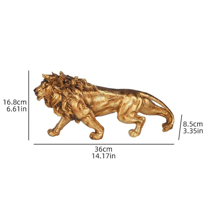 Estátua de Leão Dourado em Resina – Escultura Decorativa Premium para Mesa e Aparador
