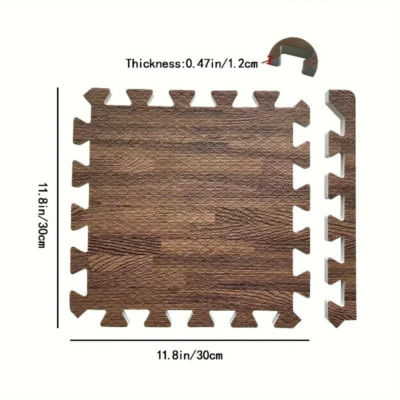 Tapete Puzzle de EVA com Efeito Madeira – Kit 8 ou 16 Peças 30x30cm