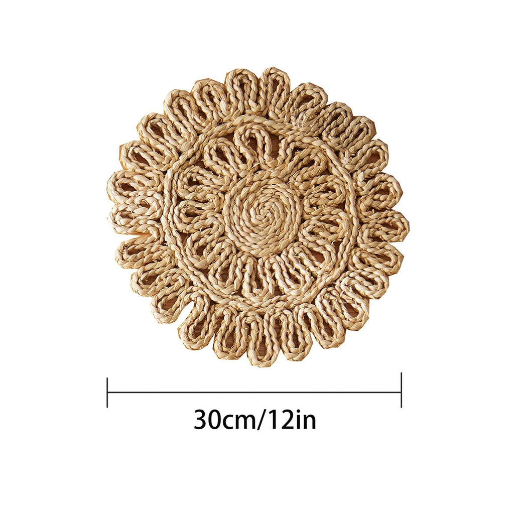 Jogo Americano Redondo de Macramê em Palha Natural – Artesanal Boho 30cm