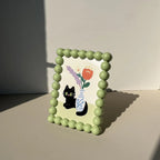 Porta-Retrato Decorativo com Borda de Contas – Fofo e Moderno 13x17,6cm