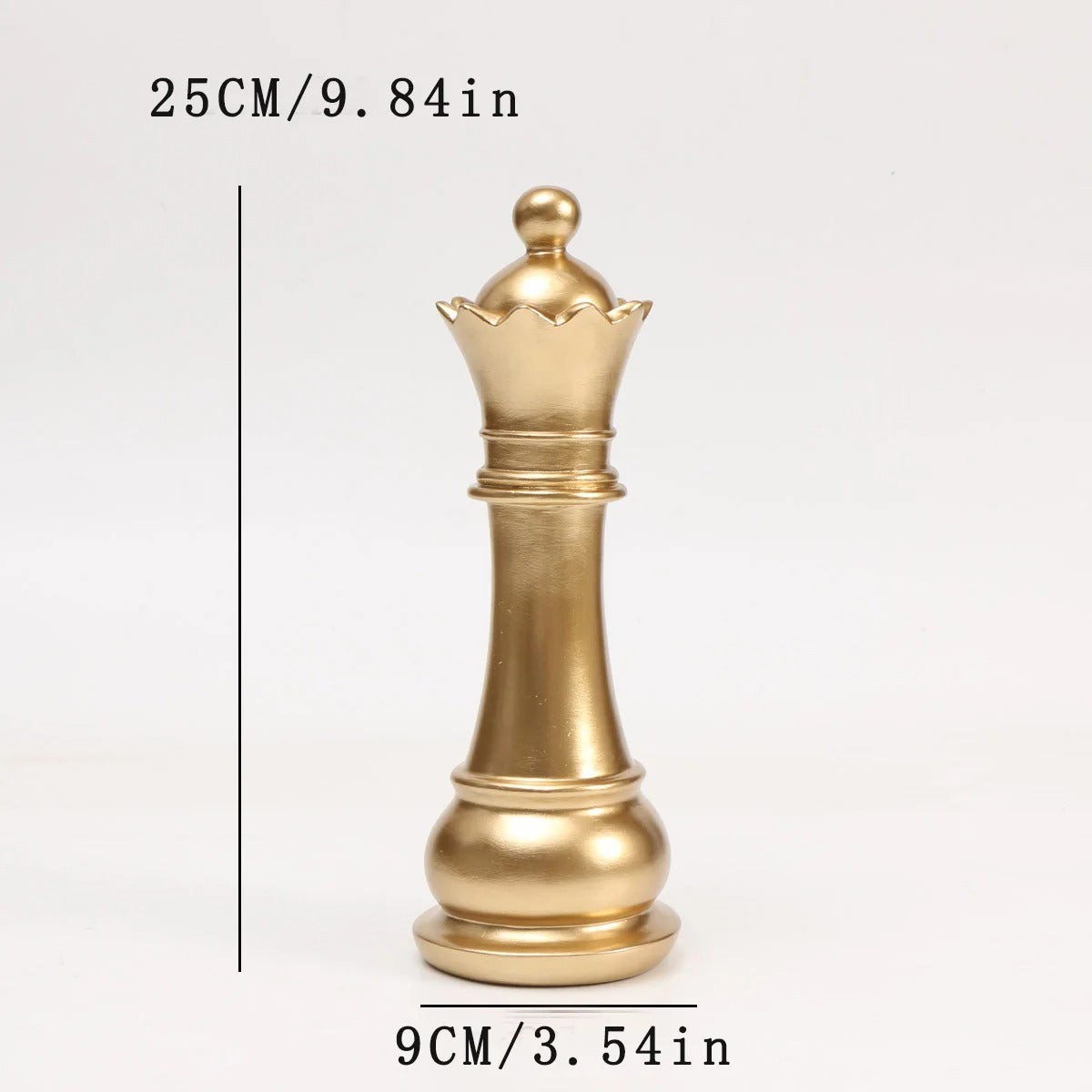 Escultura Peça de Xadrez Dourada em Resina – Cavalo Decorativo para Sala