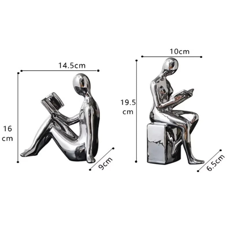 Kit 2 Esculturas Figura Leitora – Enfeite Decorativo Moderno