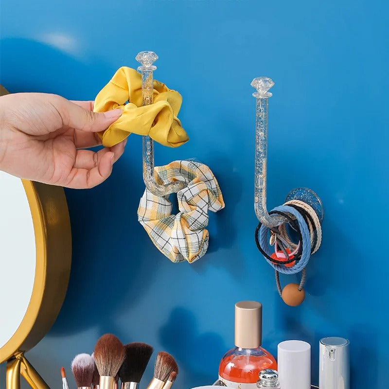 Gancho Decorativo de Parede Sem Furação – Estilo Cristal Multifuncional