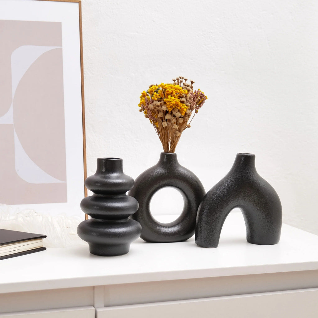 Conjunto de Vasos de Cerâmica Boho – Decoração Minimalista e Sofisticada