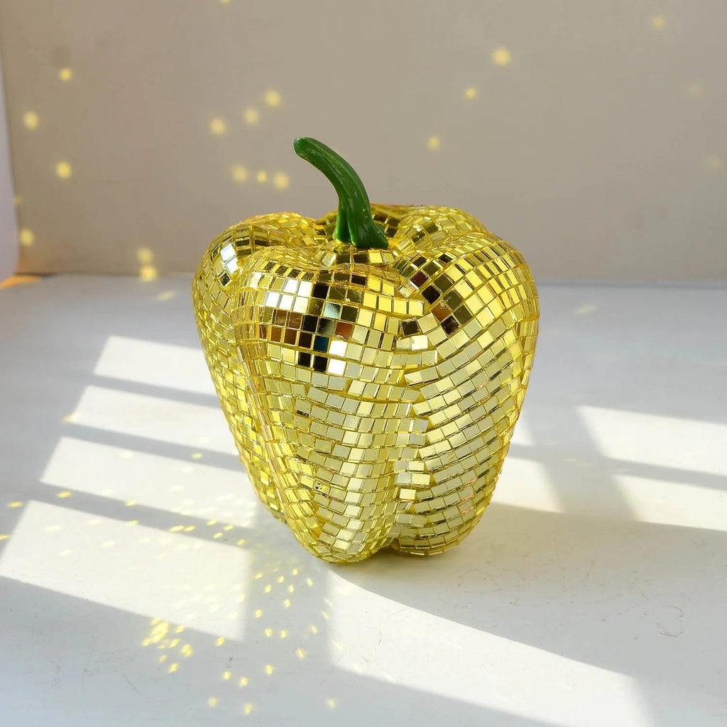 Ornamento Decorativo Vegetal Disco Ball – Tomate, Pimenta, Pera e Cenoura Espelhados