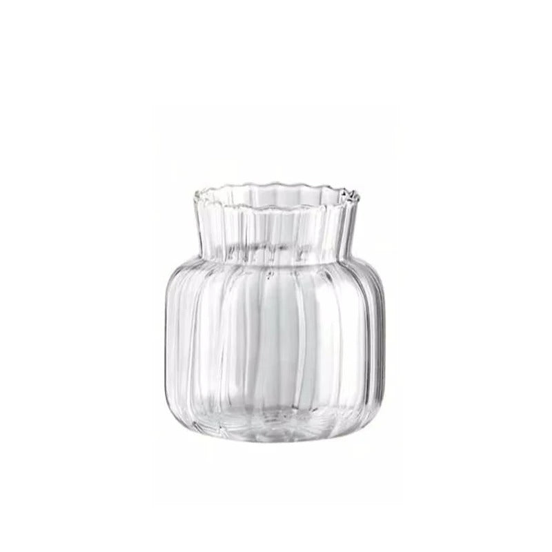 Vaso de Vidro Transparente Listrado – Decoração Floral e Hidropônica