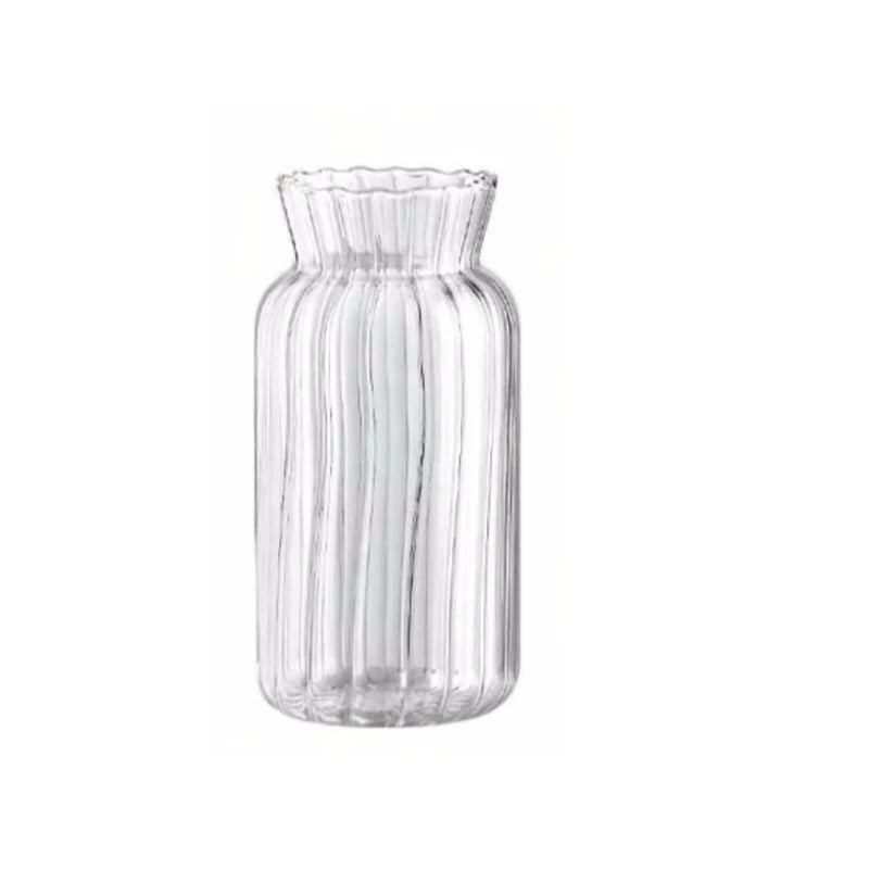 Vaso de Vidro Transparente Listrado – Decoração Floral e Hidropônica