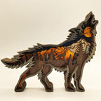 Escultura Decorativa de Animal Rústico em Madeira – Lobo, Urso e Alce Artesanal